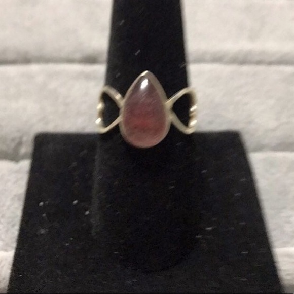 NWOT Sterling Silver Lepidocrosite Teardrop Heart Band Ring Size 9 Crystal Gem - Picture 14 of 15